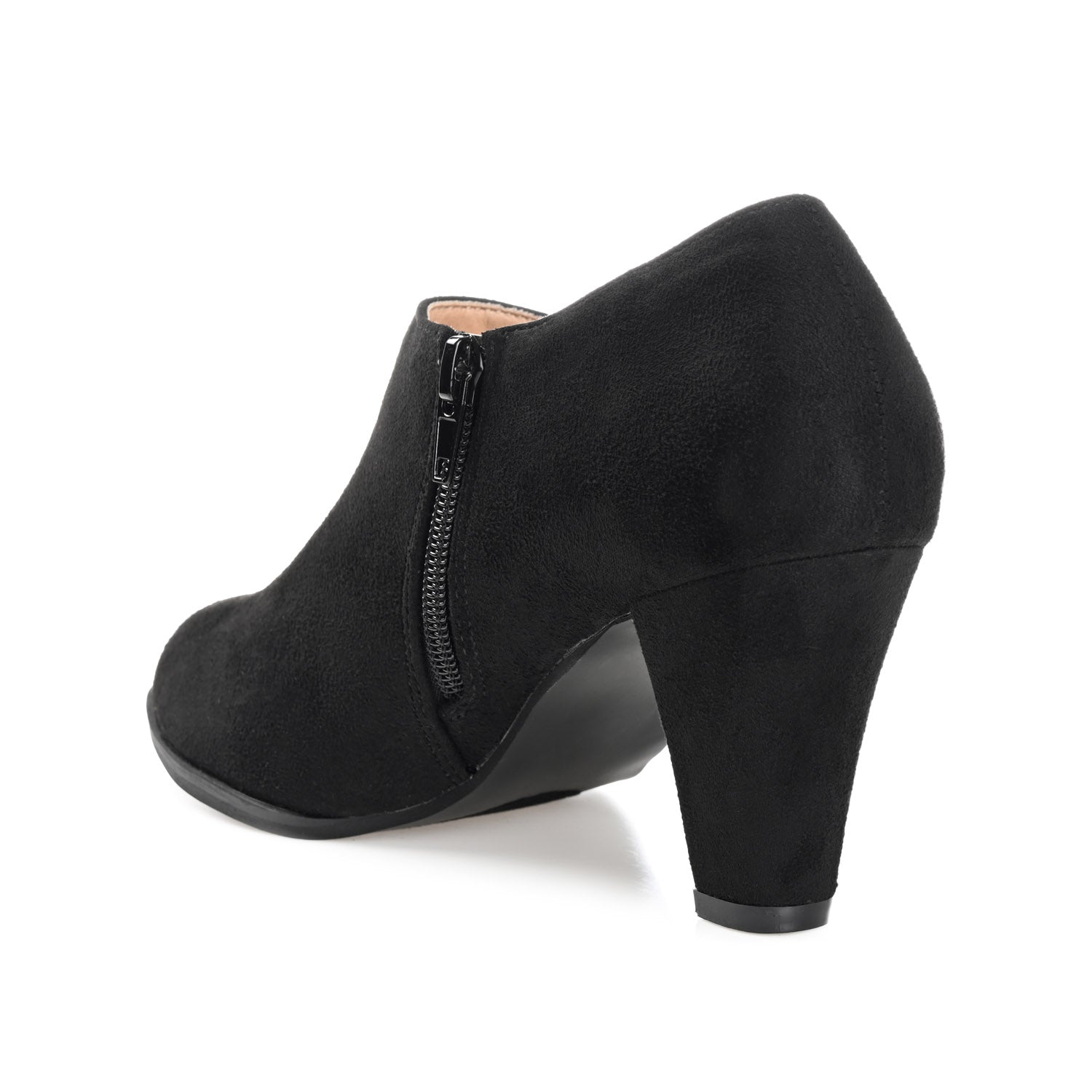 SANZI ZIP-UP BOOTIES IN FAUX SUEDE - Black