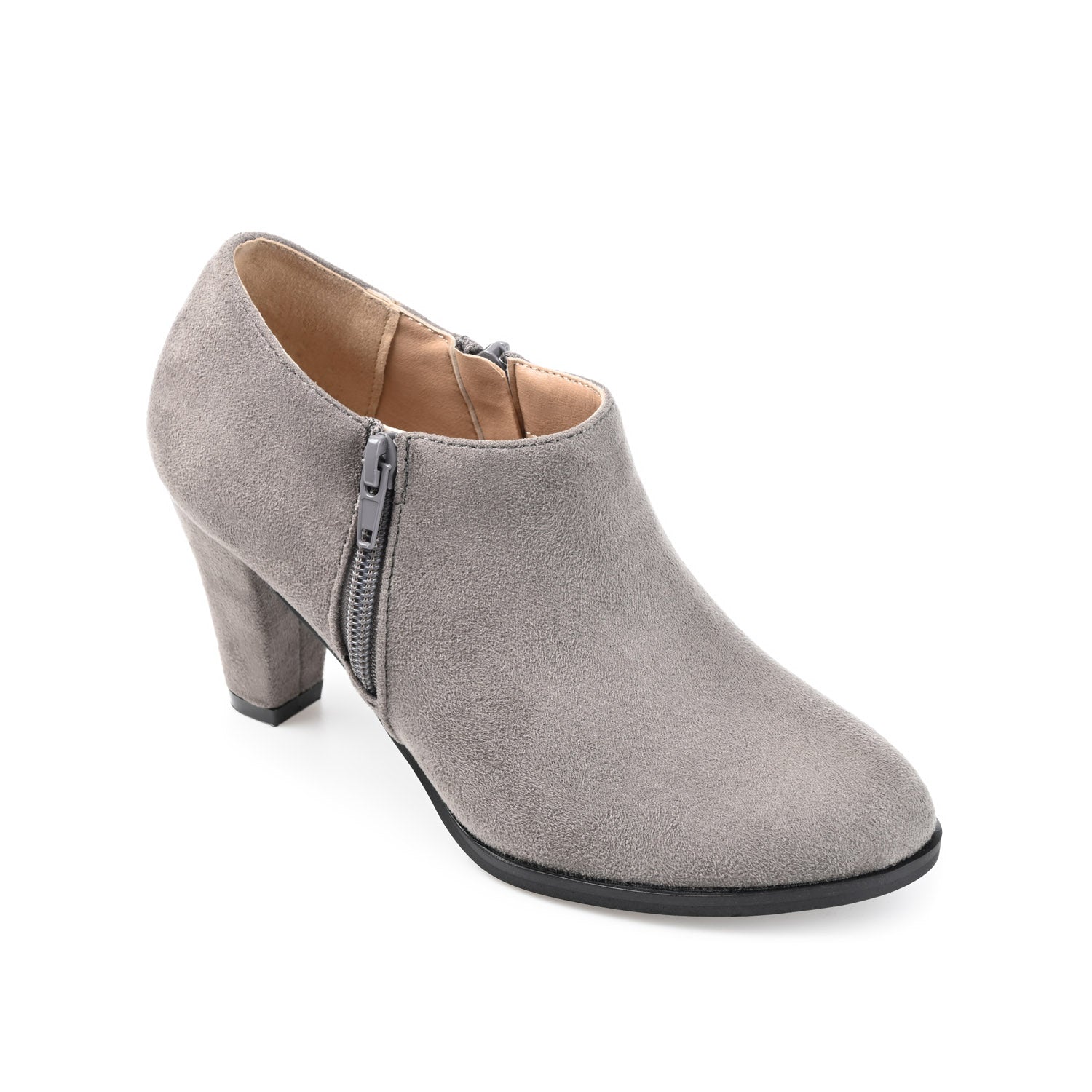 SANZI ZIP-UP BOOTIES IN FAUX SUEDE - Grey