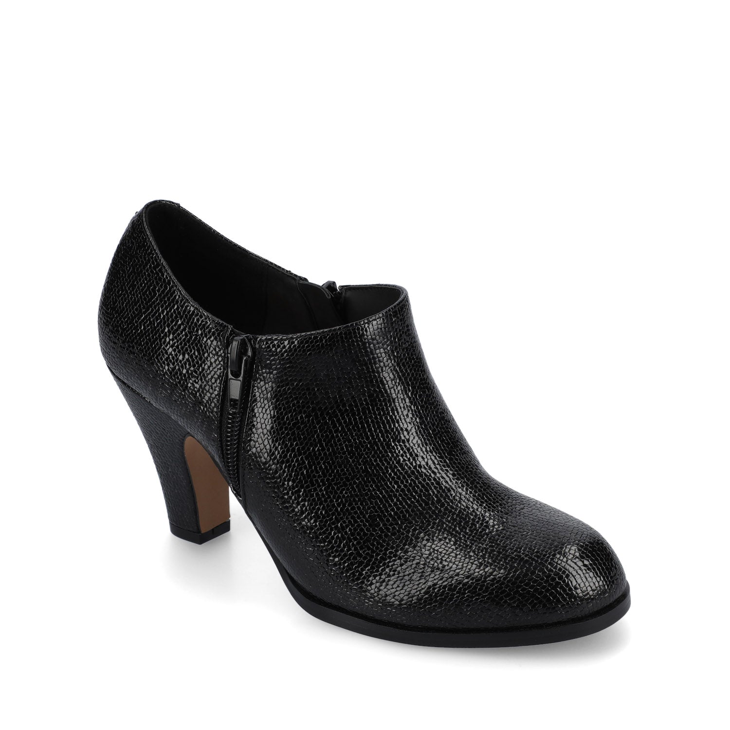 SANZI ZIP-UP BOOTIES IN FAUX SUEDE - Black Lizard