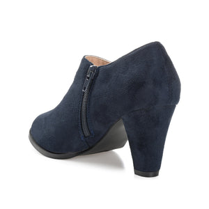 SANZI ZIP-UP BOOTIES IN FAUX SUEDE - Navy Nubuck