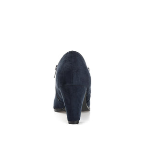 SANZI ZIP-UP BOOTIES IN FAUX SUEDE - Navy Nubuck