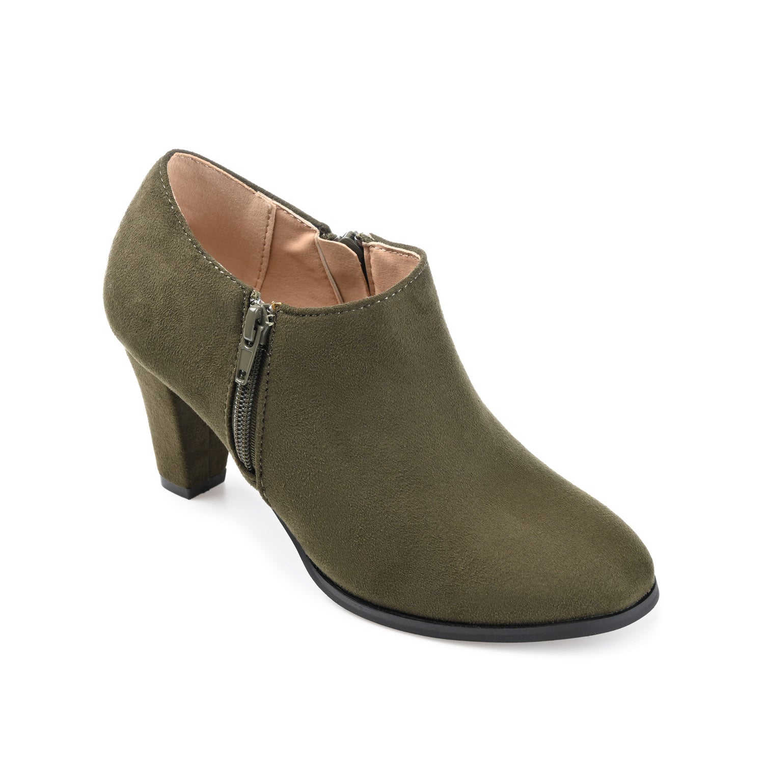 SANZI ZIP-UP BOOTIES IN FAUX SUEDE - Olive