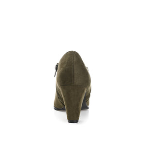 SANZI ZIP-UP BOOTIES IN FAUX SUEDE - Olive