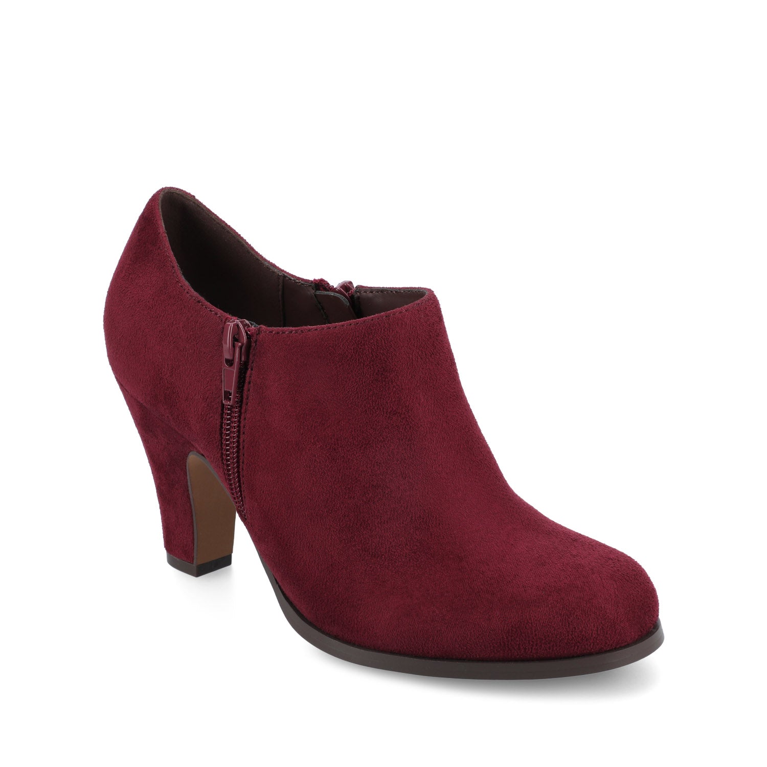 SANZI ZIP-UP BOOTIES IN FAUX SUEDE - Oxblood Suede