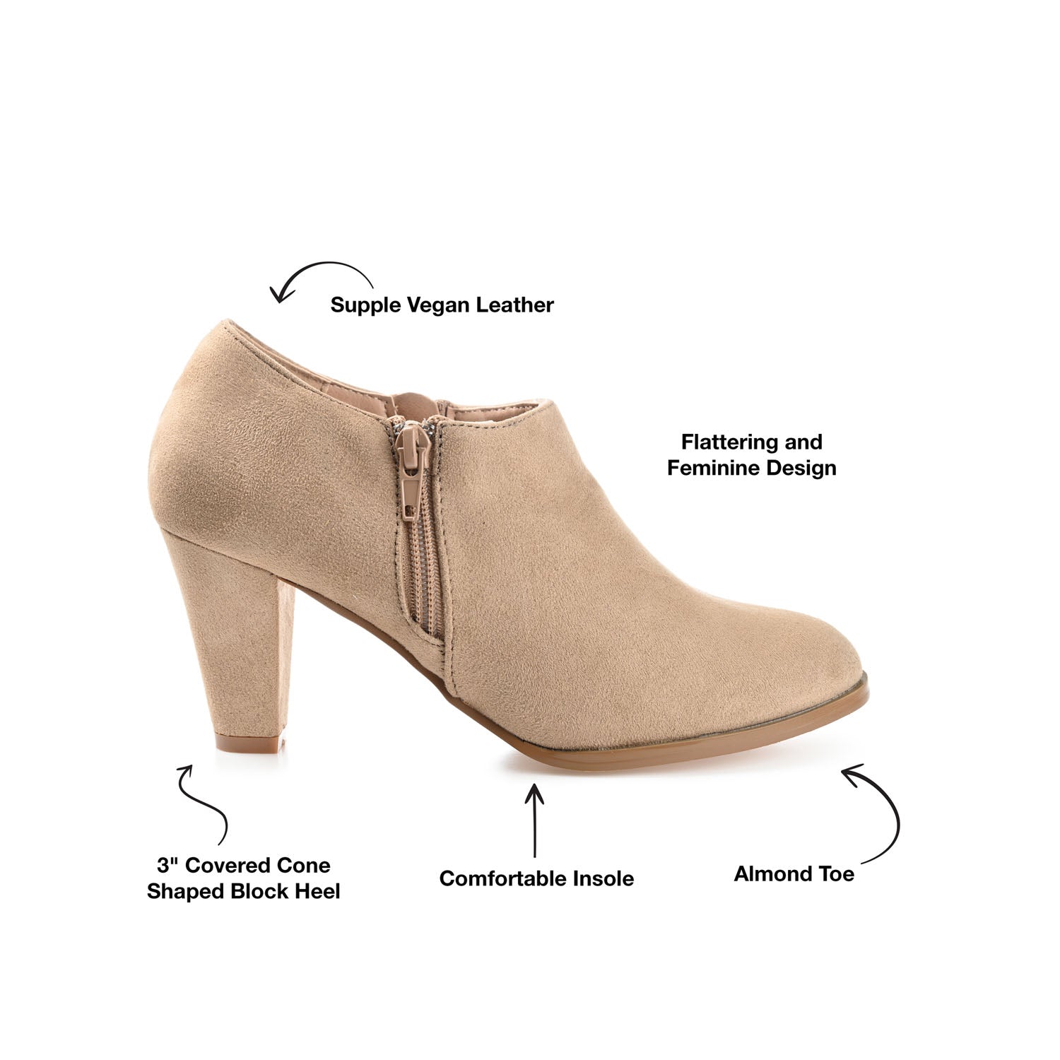 SANZI ZIP-UP BOOTIES IN WIDE - Taupe