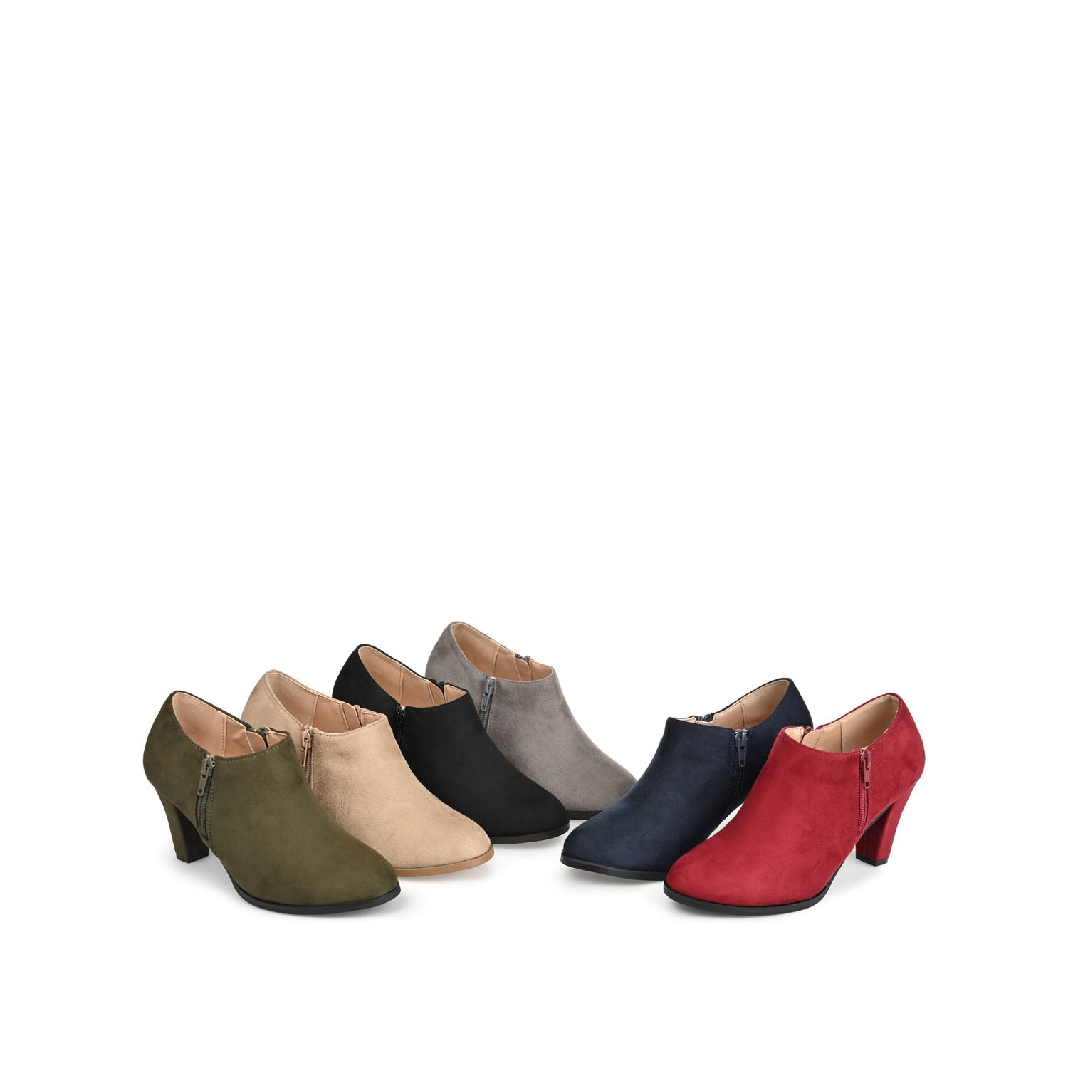 SANZI ZIP-UP BOOTIES IN FAUX SUEDE - Wine