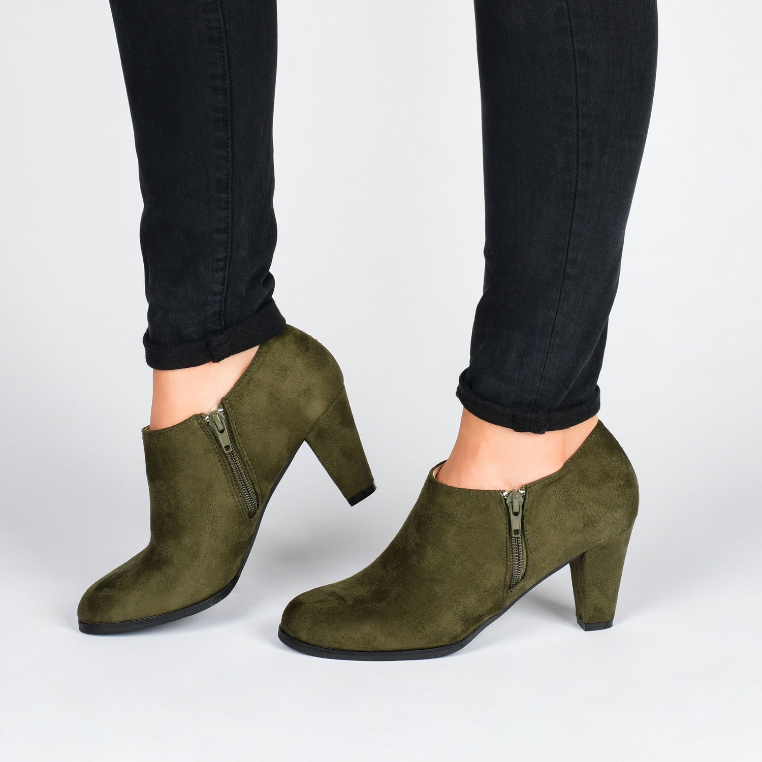 SANZI ZIP-UP BOOTIES IN FAUX SUEDE - Wine