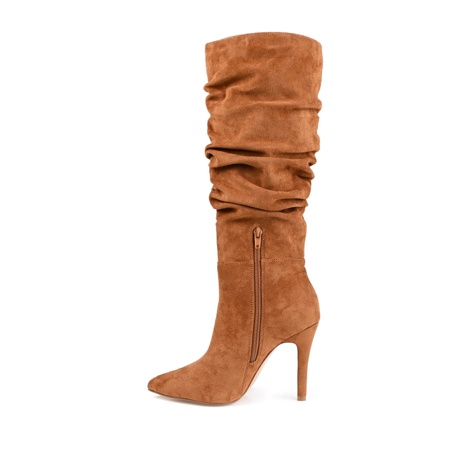 SARIE STILETTO HEELED BOOTS IN VEGAN LEATHER - Cognac