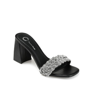 SASHAA TOE BAND HEELS IN VEGAN LEATHER - Black