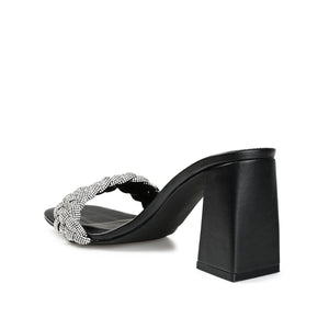 SASHAA TOE BAND HEELS IN VEGAN LEATHER - Black