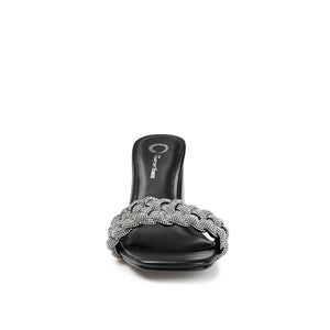 SASHAA TOE BAND HEELS IN VEGAN LEATHER - Black