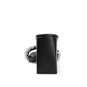 SASHAA TOE BAND HEELS IN VEGAN LEATHER - Black