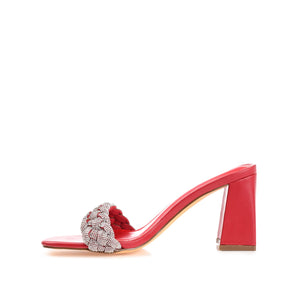 SASHAA TOE BAND HEELS IN VEGAN LEATHER - Red