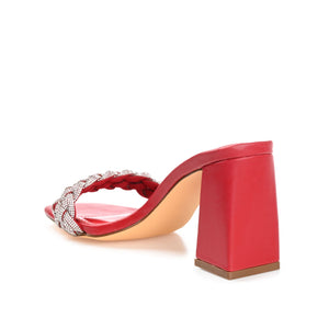 SASHAA TOE BAND HEELS IN VEGAN LEATHER - Red