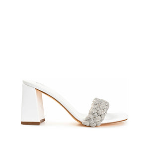SASHAA TOE BAND HEELS IN VEGAN LEATHER - White
