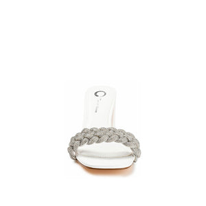 SASHAA TOE BAND HEELS IN VEGAN LEATHER - White