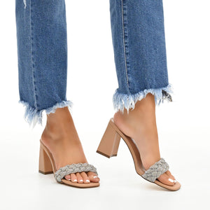 SASHAA TOE BAND HEELS IN VEGAN LEATHER - Nude