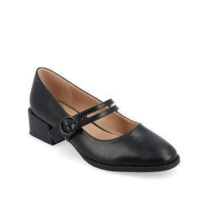 SAVVI MARY JANE PUMP HEELS IN VEGAN LEATHER - Black