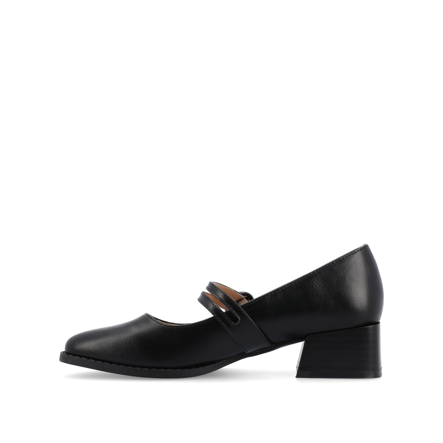 SAVVI MARY JANE PUMP HEELS IN VEGAN LEATHER - Black