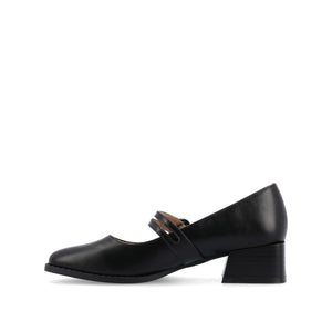 SAVVI MARY JANE PUMP HEELS IN VEGAN LEATHER - Black