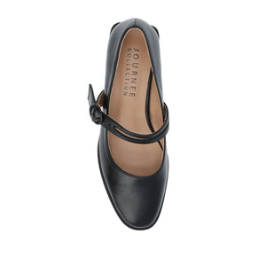 SAVVI MARY JANE PUMP HEELS IN VEGAN LEATHER - Black