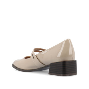 SAVVI MARY JANE PUMP HEELS IN VEGAN LEATHER - Patent/Taupe