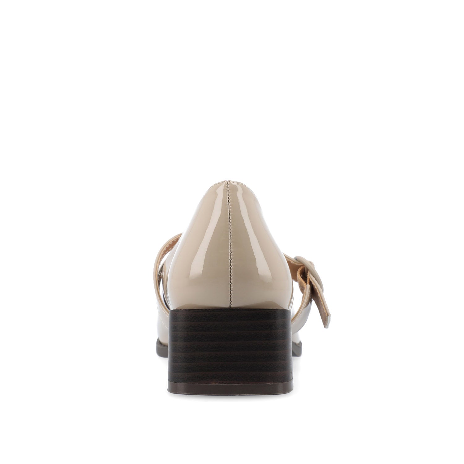 SAVVI MARY JANE PUMP HEELS IN VEGAN LEATHER - Patent/Taupe