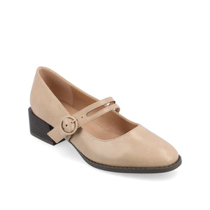 SAVVI MARY JANE PUMP HEELS IN VEGAN LEATHER - Sand