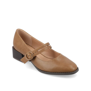 SAVVI MARY JANE PUMP HEELS IN VEGAN LEATHER - Tan