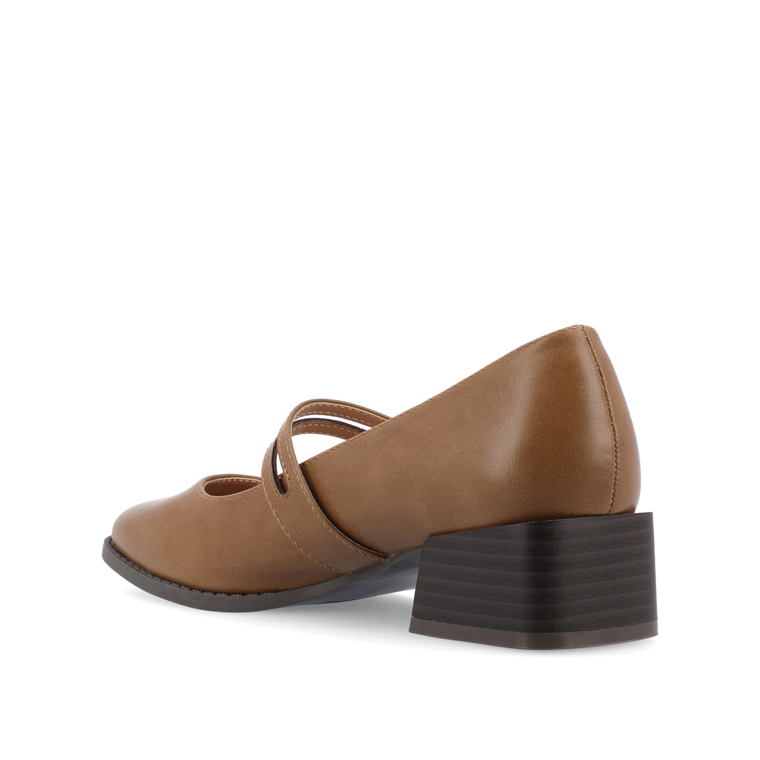 SAVVI MARY JANE PUMP HEELS IN VEGAN LEATHER - Tan