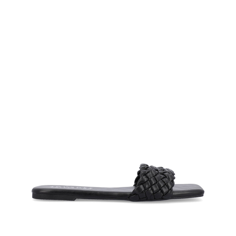 SAWYERR SLIDE SANDALS IN FAUX LEATHER