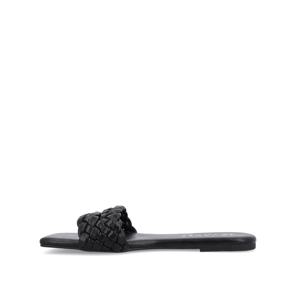 SAWYERR SLIDE SANDALS IN FAUX LEATHER