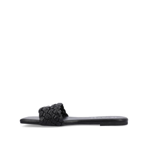 SAWYERR SLIDE SANDALS IN VEGAN LEATHER - Black