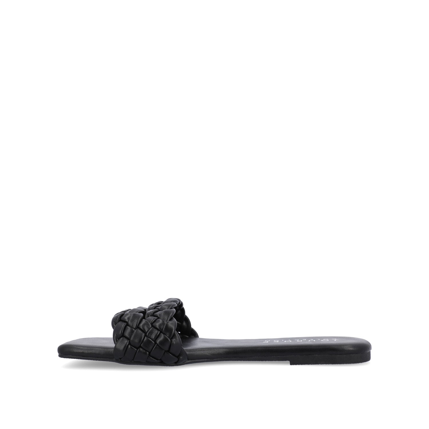 SAWYERR VEGAN LEATHER SLIDE SANDALS IN WIDE - Black