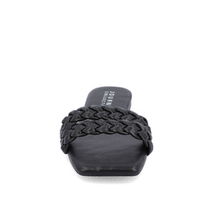 SAWYERR VEGAN LEATHER SLIDE SANDALS IN WIDE - Black