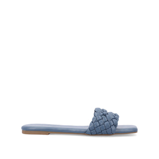 SAWYERR FAUX LEATHER SLIDE SANDALS IN WIDE