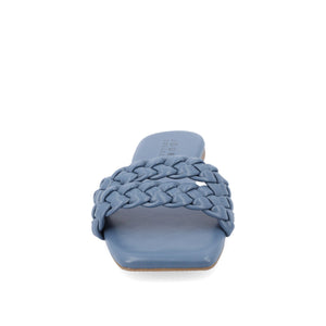 SAWYERR VEGAN LEATHER SLIDE SANDALS IN WIDE - Blue