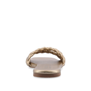 SAWYERR STATEMENT SLIDE SANDALS IN WIDE - Gold