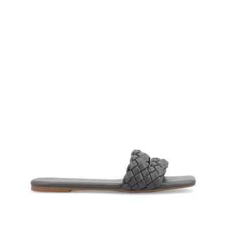 SAWYERR FAUX LEATHER SLIDE SANDALS IN WIDE