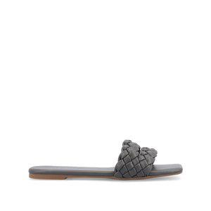 SAWYERR VEGAN LEATHER SLIDE SANDALS IN WIDE - Grey