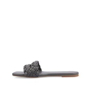 SAWYERR VEGAN LEATHER SLIDE SANDALS IN WIDE - Grey