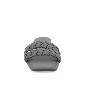 SAWYERR VEGAN LEATHER SLIDE SANDALS IN WIDE - Grey