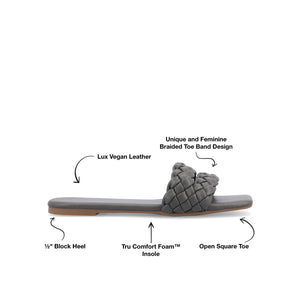 SAWYERR VEGAN LEATHER SLIDE SANDALS IN WIDE - Grey