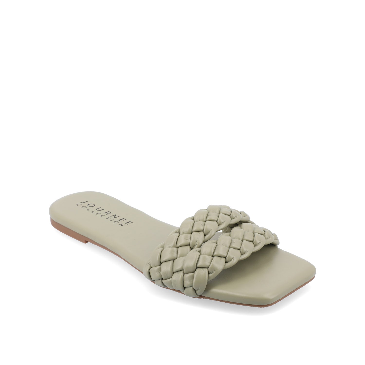 SAWYERR VEGAN LEATHER SLIDE SANDALS IN WIDE - Sage