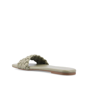 SAWYERR VEGAN LEATHER SLIDE SANDALS IN WIDE - Sage
