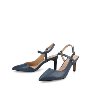 SCIPIO CROSSOVER ANKLE STRAP PUMPS - Navy Nubuck