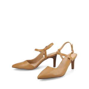 SCIPIO STILETTO PUMP HEELS IN WIDE - Tan PU