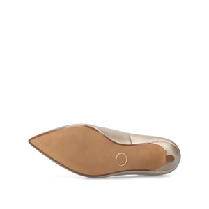 SCYLEE STILETTO PUMP HEELS IN VEGAN LEATHER - Champagne PU