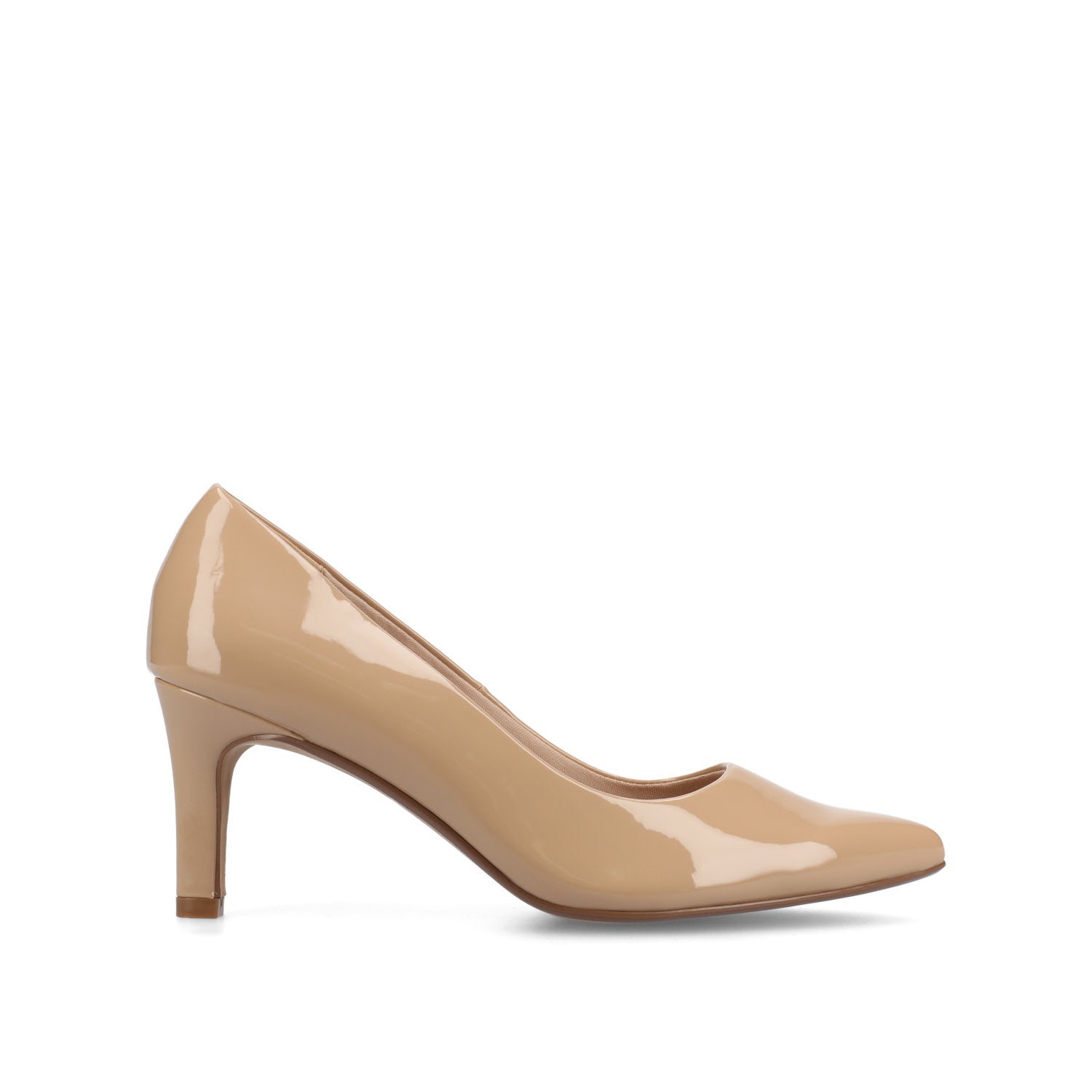 SCYLEE STILETTO PUMP HEELS IN PATENT - Nude Patent