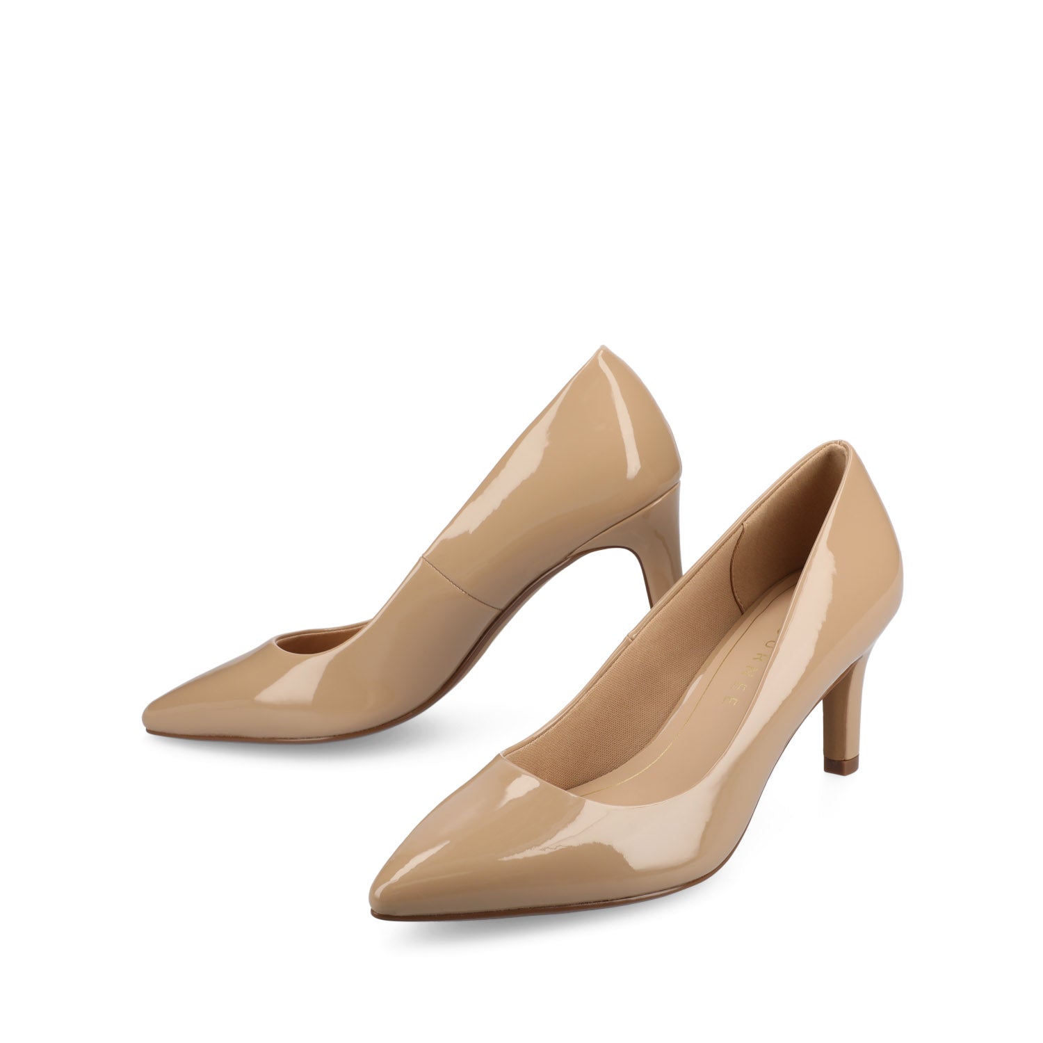 SCYLEE STILETTO PUMP HEELS IN PATENT - Nude Patent